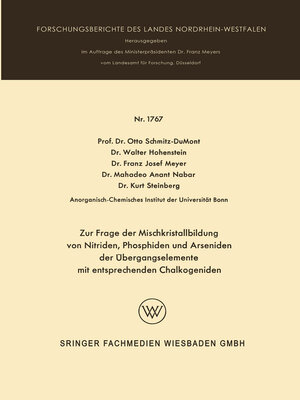 cover image of Zur Frage der Mischkristallbildung von Nitriden, Phosphiden und Arseniden der Übergangselemente